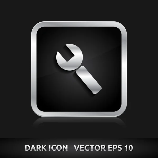 Settings key icon silver metal — Stock Vector