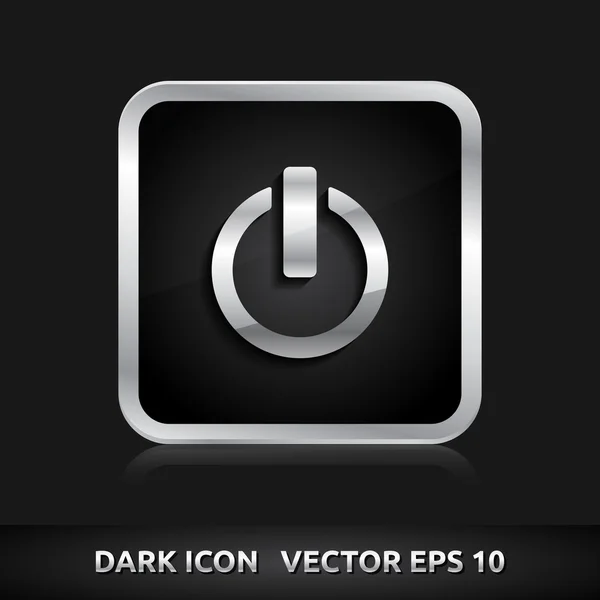 Power icon silver metal — Stock Vector