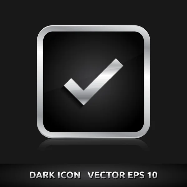 Comprobar enviar icono metal plateado — Vector de stock