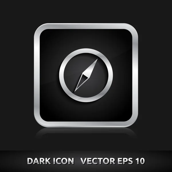 Compass direction icon silver metal — Stock Vector