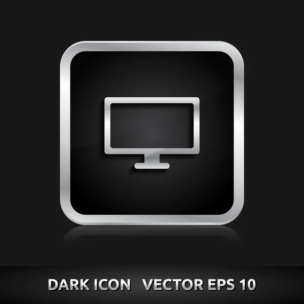 Monitor icono de pantalla metal plateado — Vector de stock