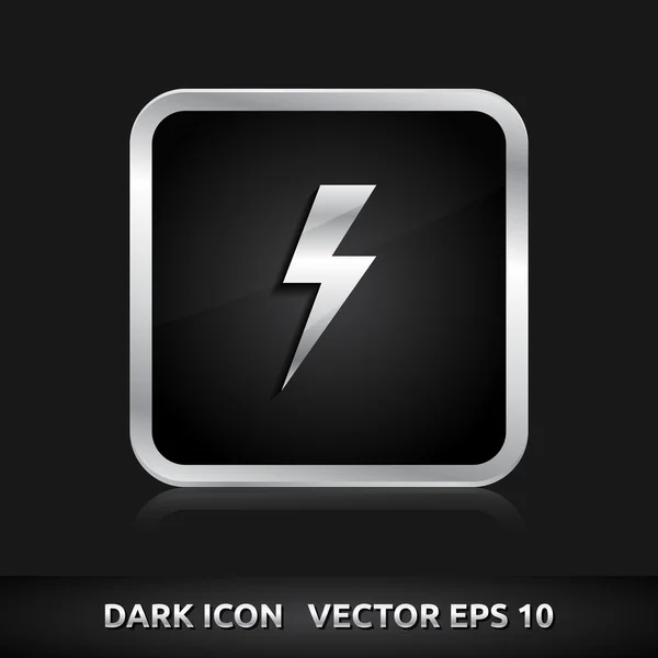 Rayo de luz icono de flash metal plateado — Vector de stock