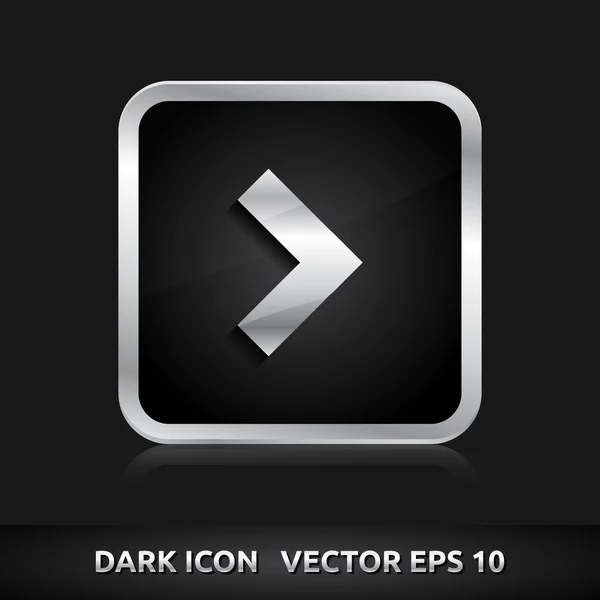 Icono de flecha metal plateado — Vector de stock