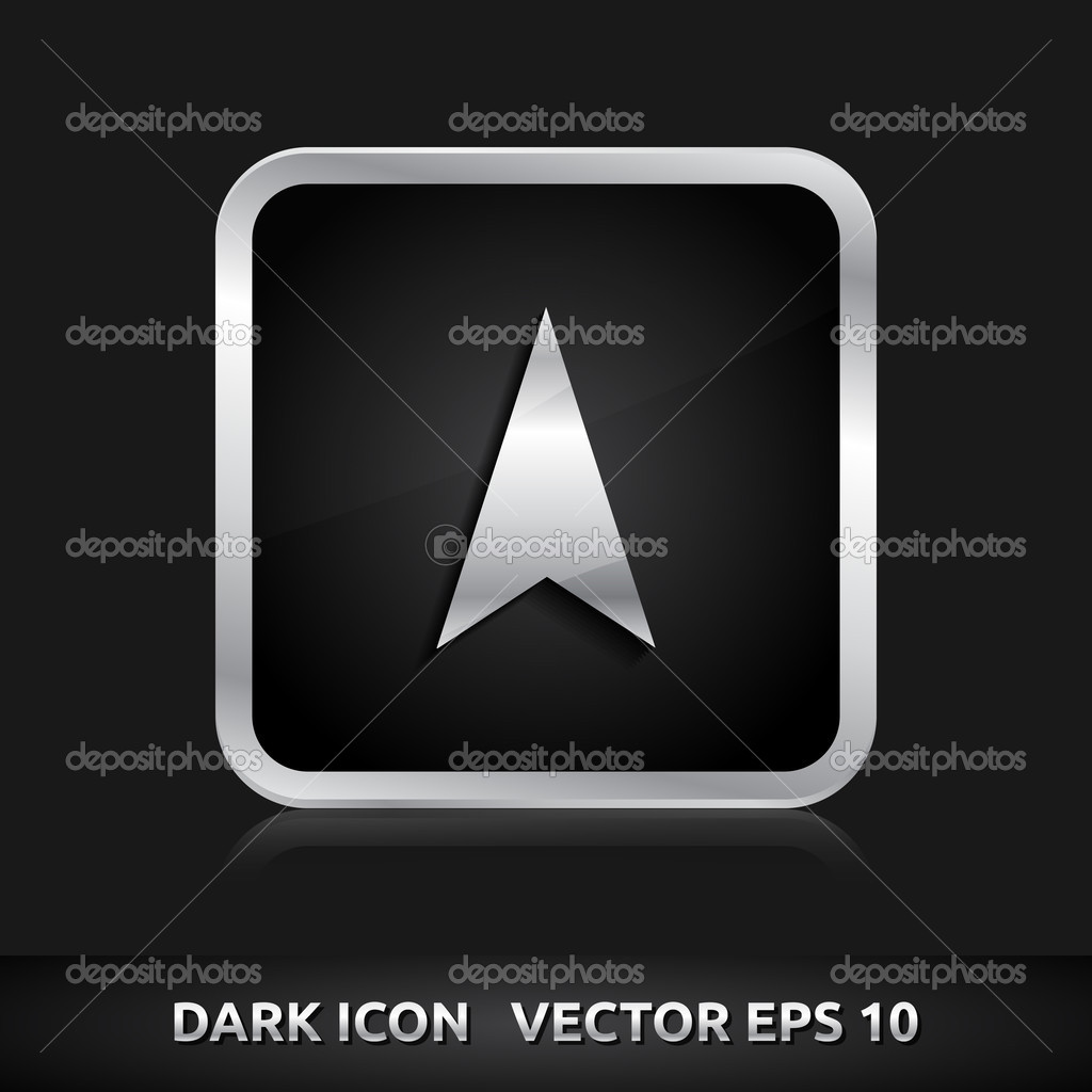 Navigation GPS arrow icon silver metal Stock Vector by ©Betavid 49766491, image size:1024x1024