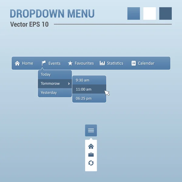 Dropdown horizontal menu — Stock Vector