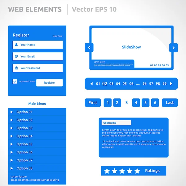 Plantilla de elementos del sitio web — Archivo Imágenes Vectoriales