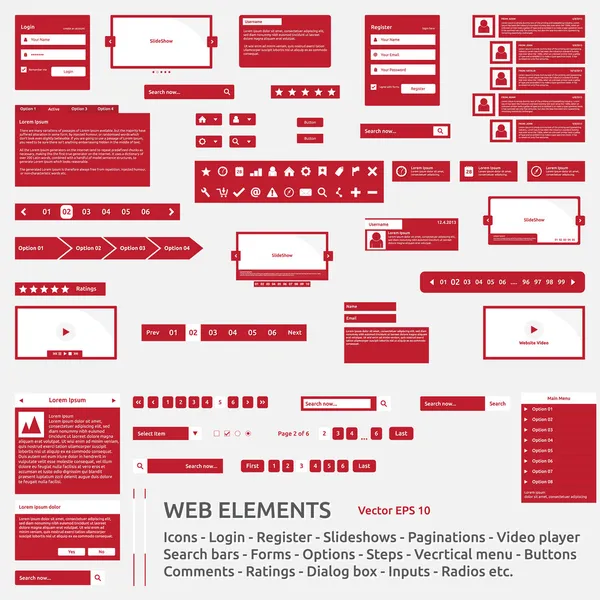 Plantilla de elementos web — Vector de stock