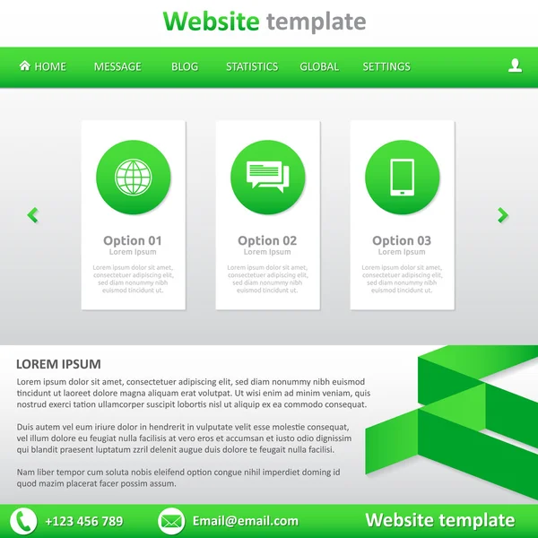 Modello di sito web bianco e verde — Vettoriale Stock