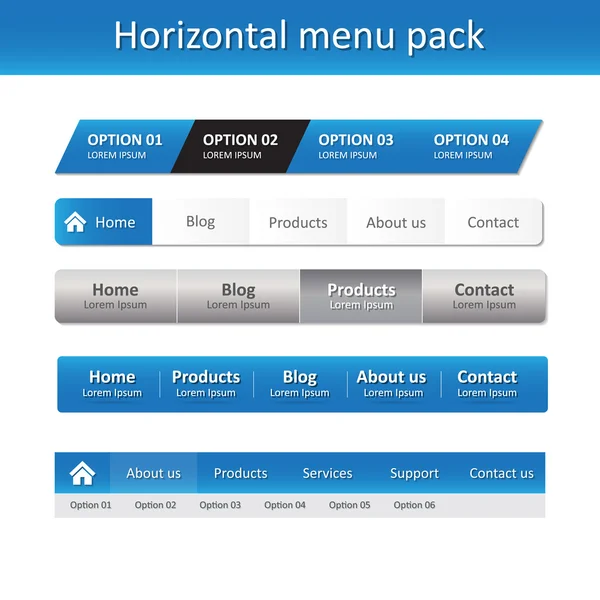 Horizontale menu pack — Stockvector