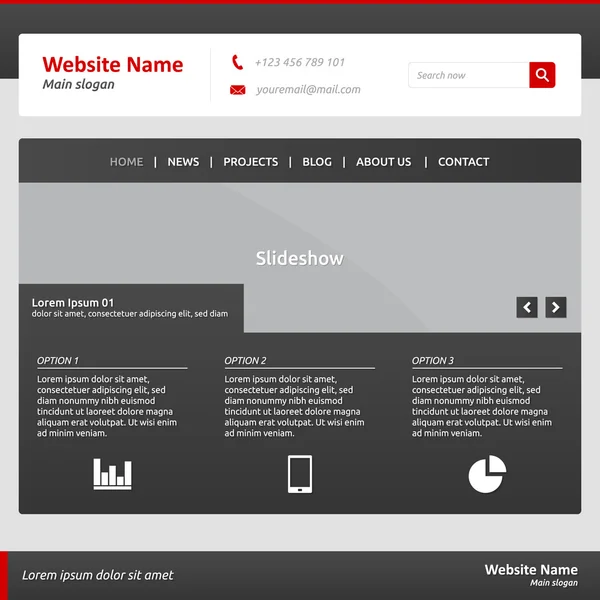Modello di sito web con presentazione — Vettoriale Stock