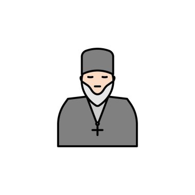 Papaz çizgisi çizimi renkli ikon. İşaretler ve semboller ağ, logo, mobil uygulama, UI, UX için kullanılabilir