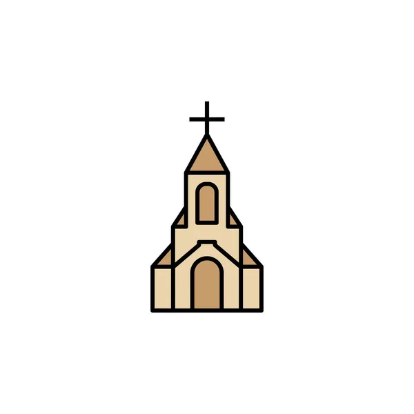 Linha da igreja ilustração ícone colorido. Sinais e símbolos podem ser usados para web, logotipo, aplicativo móvel, UI, UX — Vetor de Stock