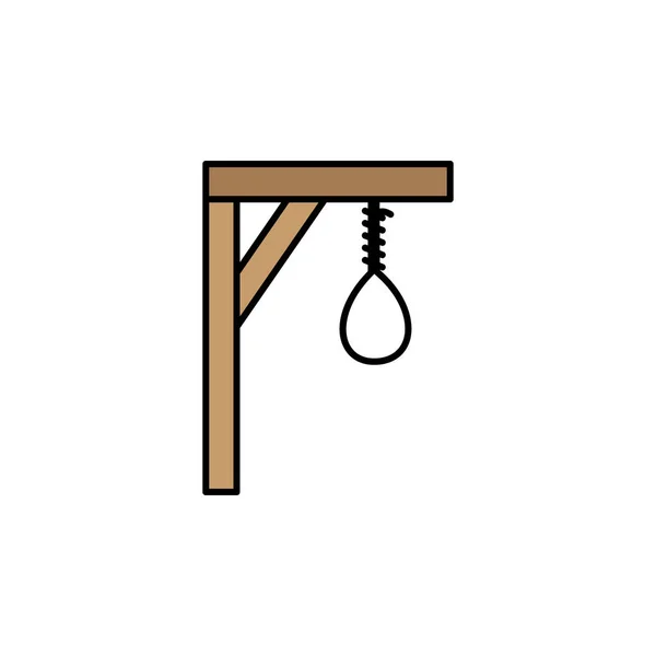自杀绞刑架线插图彩色图标。标志和符号可用于web 、 logo 、 mobile app 、 UI 、 UX — 图库矢量图片