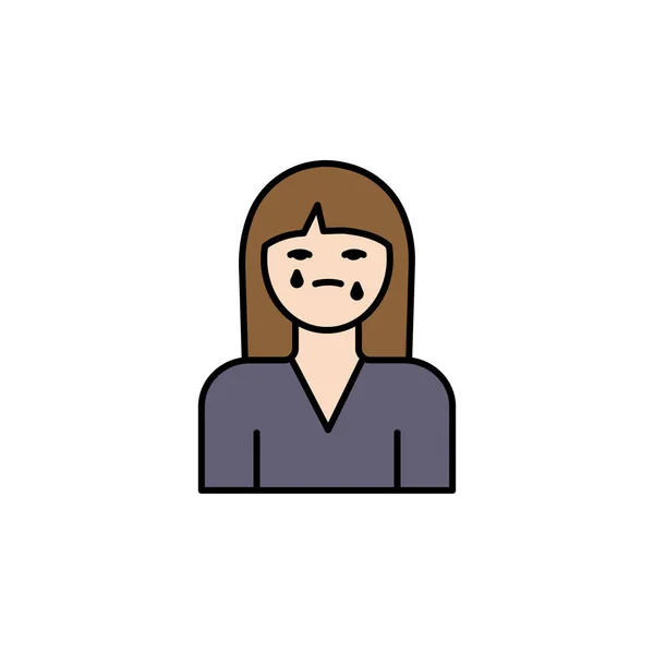 Vrouw huilen lijn illustratie gekleurde pictogram. Tekens en symbolen kunnen worden gebruikt voor web, logo, mobiele app, UI, UX — Stockvector