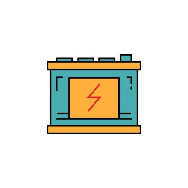 Batarya, radyatör hattı renkli ikon. Enerji çizim simgelerinin elementleri. İşaretler, semboller ağ, logo, mobil uygulama, UI, UX renkli simge için kullanılabilir