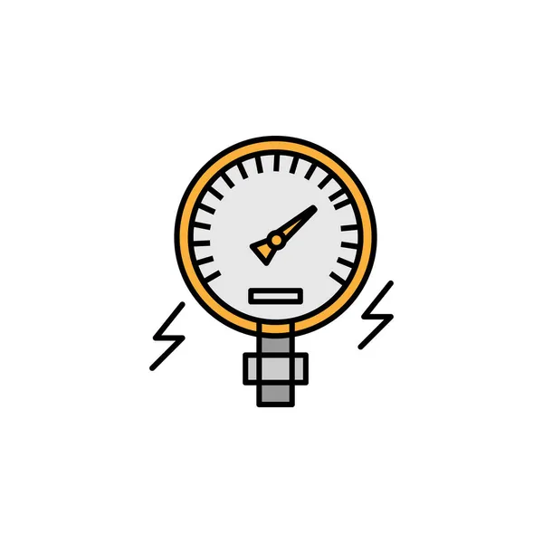 Gauge Gauge Druk Lijn Gekleurd Pictogram Elementen Van Energie Illustratie — Stockvector