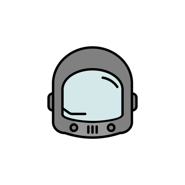 Línea de casco cosmonáutico icono de color. Los signos y símbolos se pueden utilizar para la web, logotipo, aplicación móvil, interfaz de usuario, UX sobre fondo blanco — Vector de stock