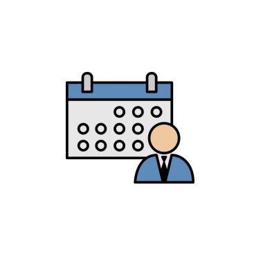 Takvim, program, işçi renkli simge. Web, logo, mobil uygulama, UI, UX renkli simge için kullanılabilir