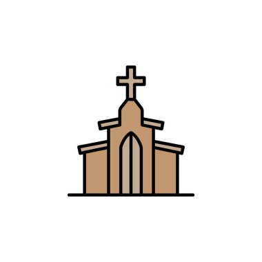 Kilise, Paskalya, çapraz çizgi renkli ikon. İşaretler ve semboller ağ, logo, mobil uygulama, UI, UX renkli simge için kullanılabilir