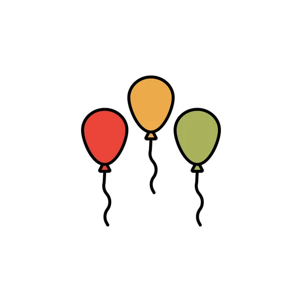 Balon Doğum Günü Parti Paskalya Çizgisi Renkli Ikon Şaretler Semboller — Stok Vektör