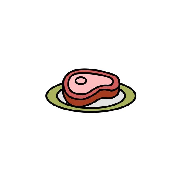 Sığır Eti Biftek Yemek Çizgisi Renkli Ikon Şaretler Semboller Logo — Stok Vektör