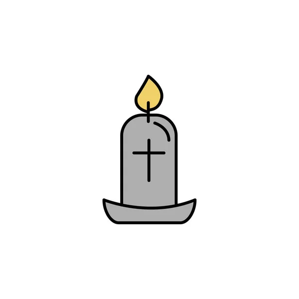 Свічка Хрест Ікона Кольору Пасхальної Лінії Знаки Символи Можуть Бути — стоковий вектор