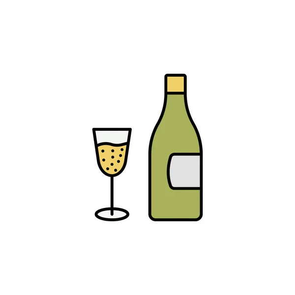 Шампанське Вітання Вино Ікона Кольору Лінії Пасхи Знаки Символи Можуть — стоковий вектор