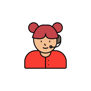 Çağrı merkezi, avatar, kız çizgisi simgesi. Çağrı merkezi illüstrasyon simgesi ögeleri. Kaliteli grafik tasarım simgesi. Web, logo, mobil uygulama, UI, UX renkli simge için kullanılabilir