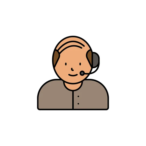 Call Center Ícone Linha Avatar Elementos Ícone Ilustração Call Center — Vetor de Stock