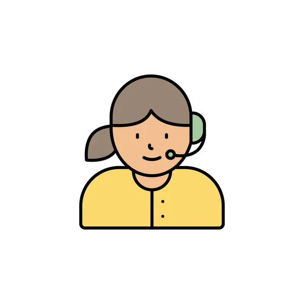 Call Center Avatar Girl Line Icon Elements Call Centre Illustration — Stock Vector