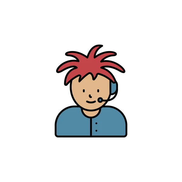 Call Center Ícone Linha Avatar Elementos Ícone Ilustração Call Center — Vetor de Stock