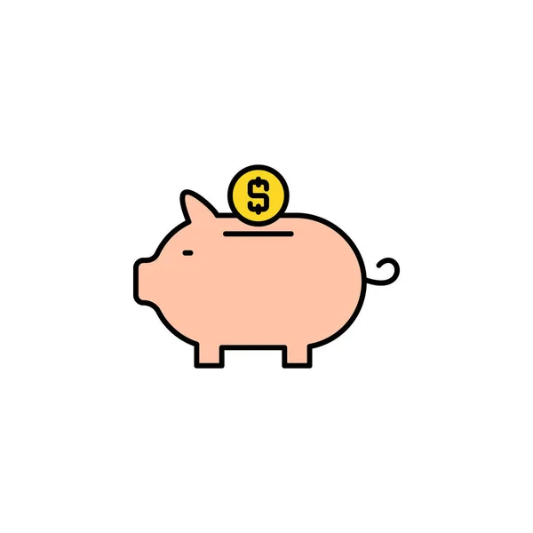 Cerdo Dinero Icono Línea Seguridad Elementos Ilustración Financiera Icono Icono — Vector de stock