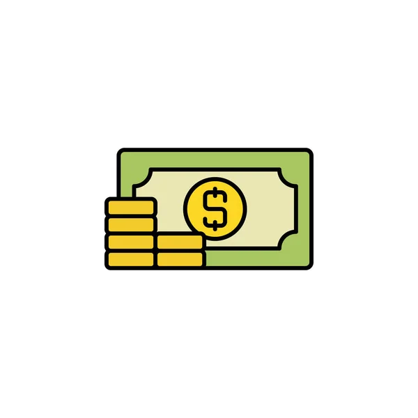 Χρήματα Εικονίδιο Γραμμής Νομισμάτων Στοιχεία Της Εικόνας Εικονογράφηση Χρηματοδότηση Εικονίδιο — Διανυσματικό Αρχείο