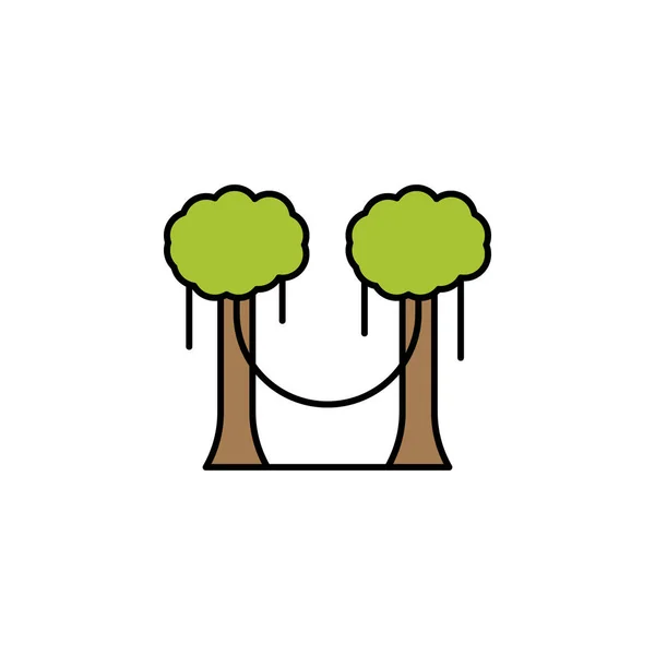 나무, 정글 라인 아이콘. 모바일 개념 및 웹 앱 삽화를 위한 정글의 요소. 얇은 선 — 스톡 벡터