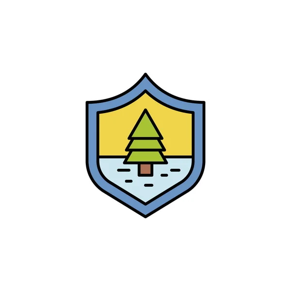 Ασφάλεια, δέντρο, σύμβολο της ζούγκλας. Στοιχείο ζούγκλας για mobile concept και web apps εικονογράφηση. Λεπτή γραμμή — Διανυσματικό Αρχείο