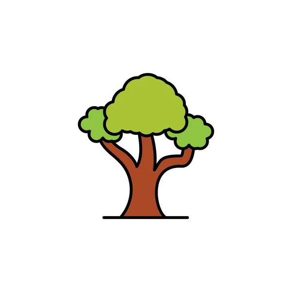 Jungla, icono de la línea de árboles. Elemento de selva para el concepto móvil y la ilustración de aplicaciones web. Línea delgada — Vector de stock