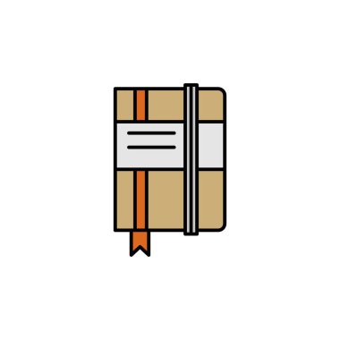 Günlük, defter, not defteri, çizim defteri çizimi. Eğitim illüstrasyon simgeleri. İşaretler, semboller ağ, logo, mobil uygulama, UI, UX renkli simge için kullanılabilir