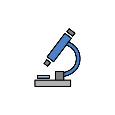 Laboratuvar, mikroskop, araştırma çizelgesi çizimi. Eğitim illüstrasyon simgeleri. İşaretler, semboller ağ, logo, mobil uygulama, UI, UX renkli simge için kullanılabilir