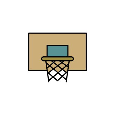 Basketbol, oyun, spor, okul çizgisi çizimi. Eğitim illüstrasyon simgeleri. İşaretler, semboller ağ, logo, mobil uygulama, UI, UX renkli simge için kullanılabilir