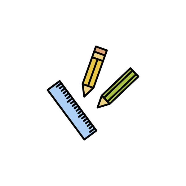Kalemler Cetvel Cetvel Çizimi Eğitim Illüstrasyon Simgeleri Şaretler Semboller Logo — Stok Vektör