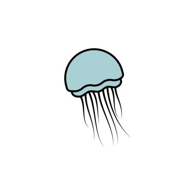 Denizanası çizgisi ikonu. İşaretler ve semboller ağ, logo, mobil uygulama, ui, ux renkli simge için kullanılabilir