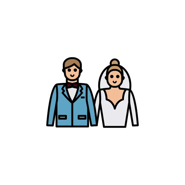 Newlyweds Line Icon Elements Wedding Illustration Icons Signs Symbols Can —  Vetores de Stock