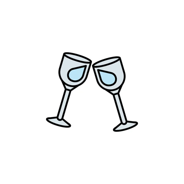 Wine Glasses Line Icon Elements Wedding Illustration Icons Signs Symbols — ストックベクタ