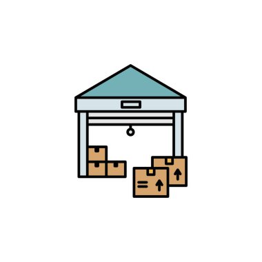 Depo çizgisi resimleme simgesi. İşaretler ve semboller ağ, logo, mobil uygulama, UI, UX renkli simge için kullanılabilir