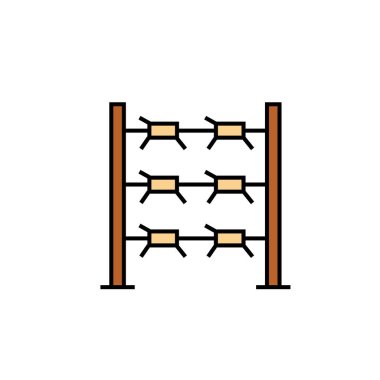 Dikenli, dikenli teller, koruma hattı renkli ikonlar. Protesto öğeleri illüstrasyon simgeleri. İşaretler, semboller ağ, logo, mobil uygulama, UI, UX renkli simge için kullanılabilir