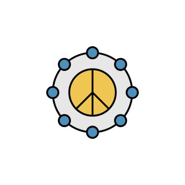 Şekiller ve semboller, pasifizm, çemberler, barış çizgisi renkli simgeler. Protesto öğeleri illüstrasyon simgeleri. İşaretler, semboller ağ, logo, mobil uygulama, UI, UX renkli simge için kullanılabilir