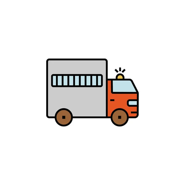 Cárcel Transporte Reclusos Jaula Icono Color Línea Del Coche Elementos — Vector de stock