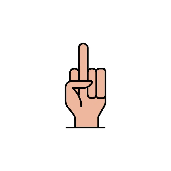 Finger Hand Oförskämd Långfinger Linje Färgad Ikon Delar Protester Illustration — Stock vektor
