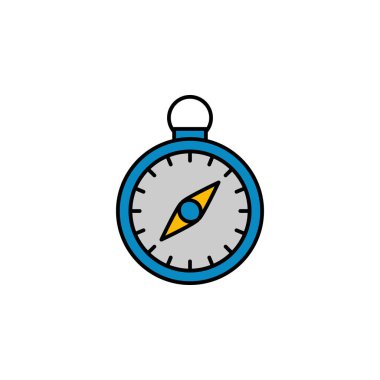 Pusula, navigasyon, kış sporları ana hatları ikonu. Kış sporu illüstrasyonu unsuru. İşaretler ve semboller web, logo, mobil uygulama, UI, UX renkli simge için kullanılabilir