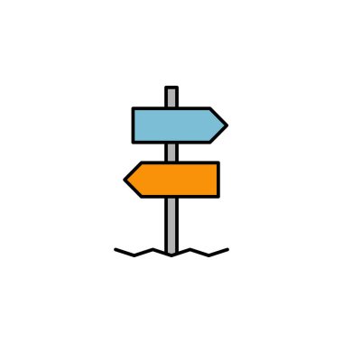 yön, yön bulma, ok ana hatları simgesi. Kış sporu illüstrasyonu unsuru. İşaretler ve semboller web, logo, mobil uygulama, UI, UX renkli simge için kullanılabilir